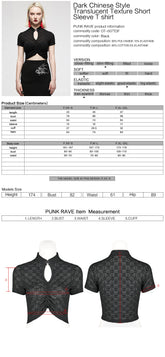 OT-007TDF Edgy Keyhole Cropped Punk T-Shirts with Textured Pattern Design